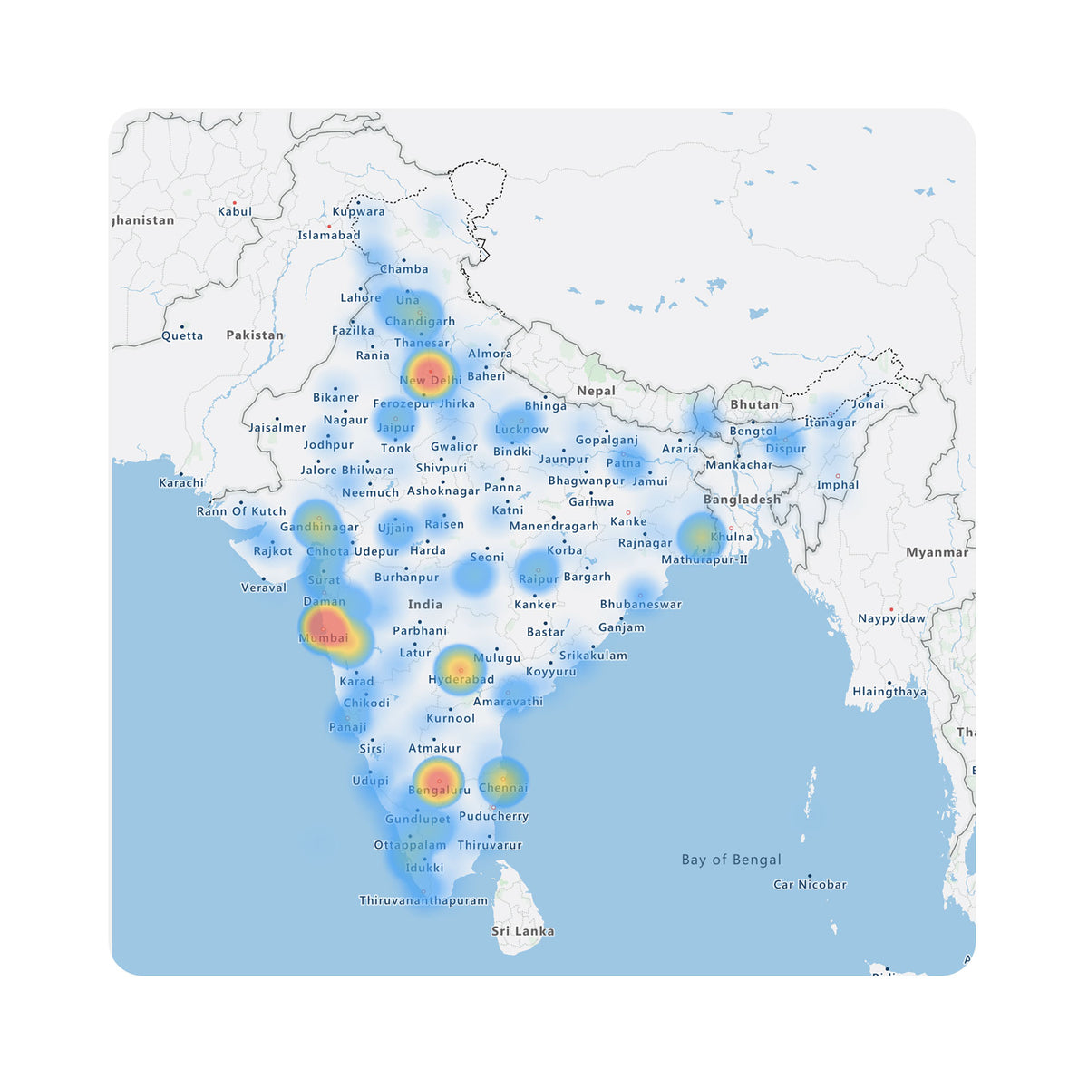 Map of India showing Sochu orders across the country